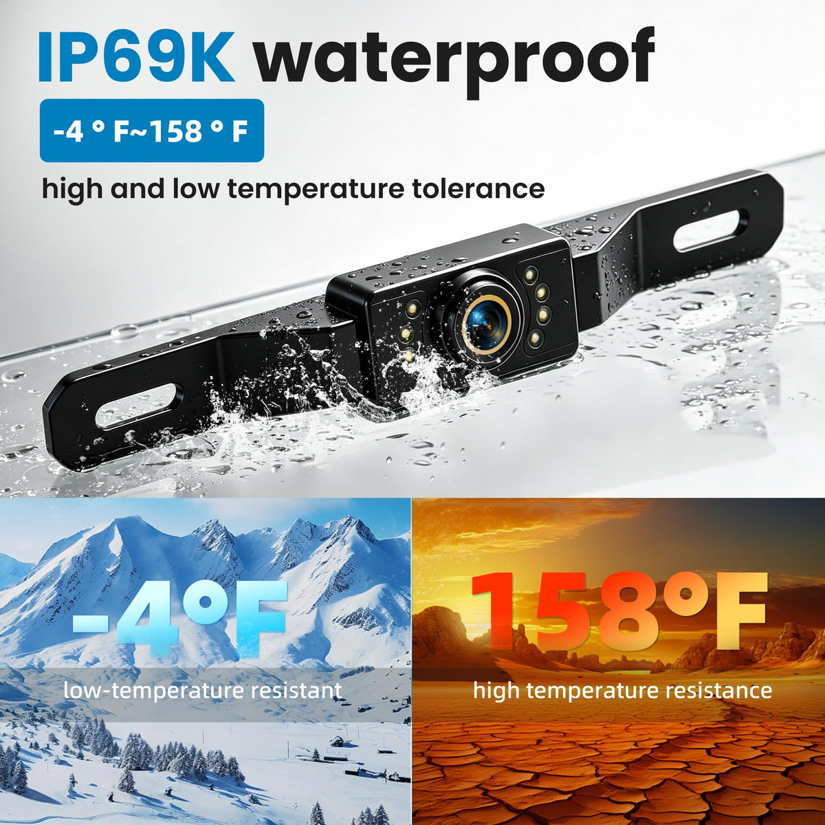 2K Backup Camera Kit, 7 Inch Monitor, Wired Zero-Lag, Night Vision