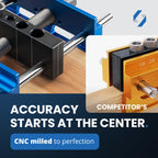 Self Centering Dowel Jig with Elongated Jaws & Extra Wide Clamp up to 6.7" - Precision Woodworking Made Effortless - Lasting Craftsmanship - Aluminum