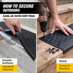 Rubber Stair Treads Outdoor 30" x 10" 6-Pack - Heavy-Duty Non-Slip Rubber