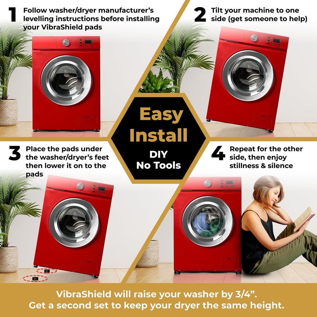 Anti Vibration Pads for Washing Machine & Dryer, Fit Feet to 2.5in 4 Pack