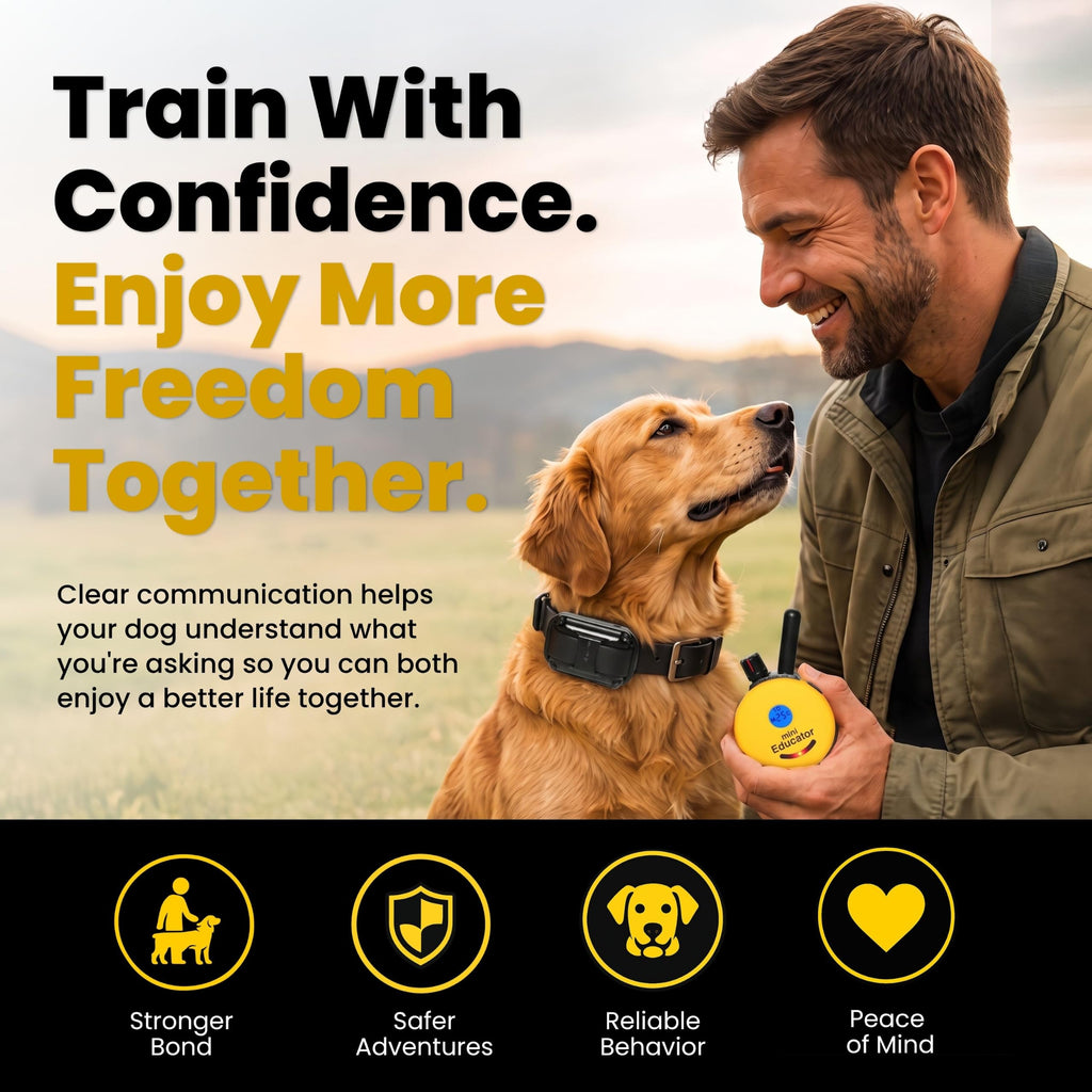 Educator ET-300 Mini E Collar for Dog Training with Remote - 1/2 Mile Range, Waterproof, 100 Blunt Stimulation Levels, Tone or Vibration Mode, Night