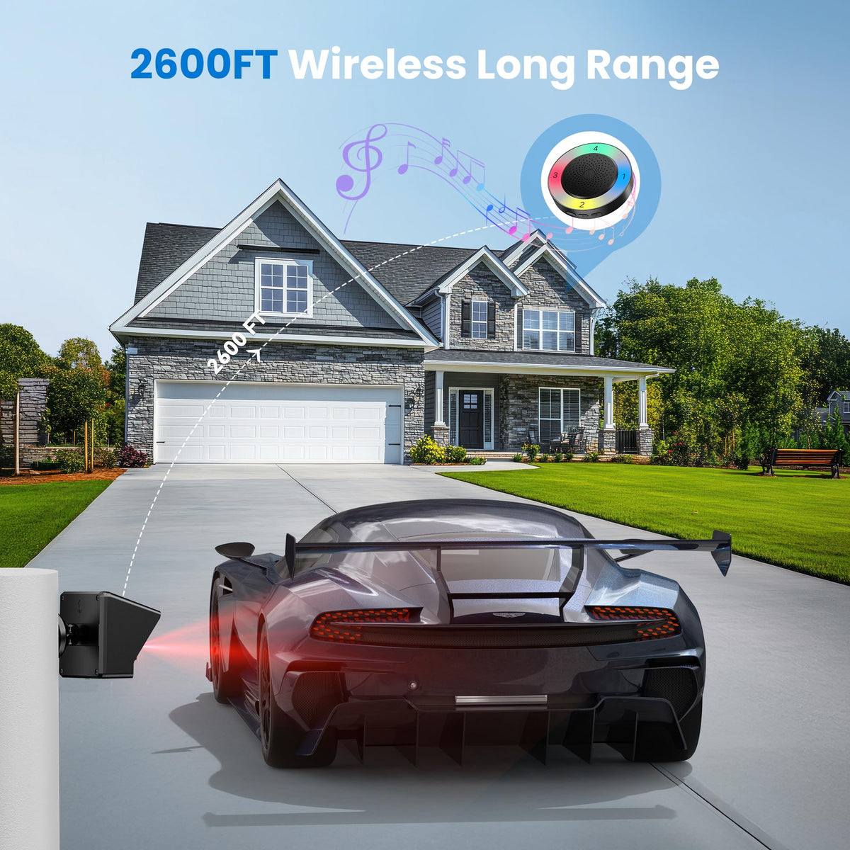 TECKNET Non-APP Solar RGB Wireless Driveway Alarm