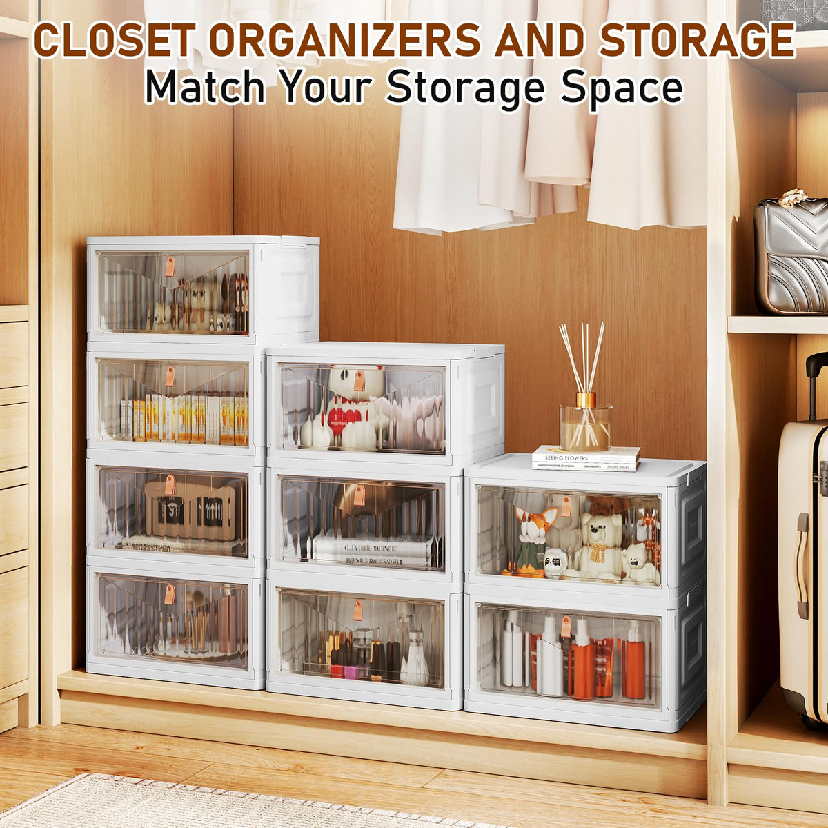 Wise Oannes Closet Organizers and storage with Wheels, 23QT White