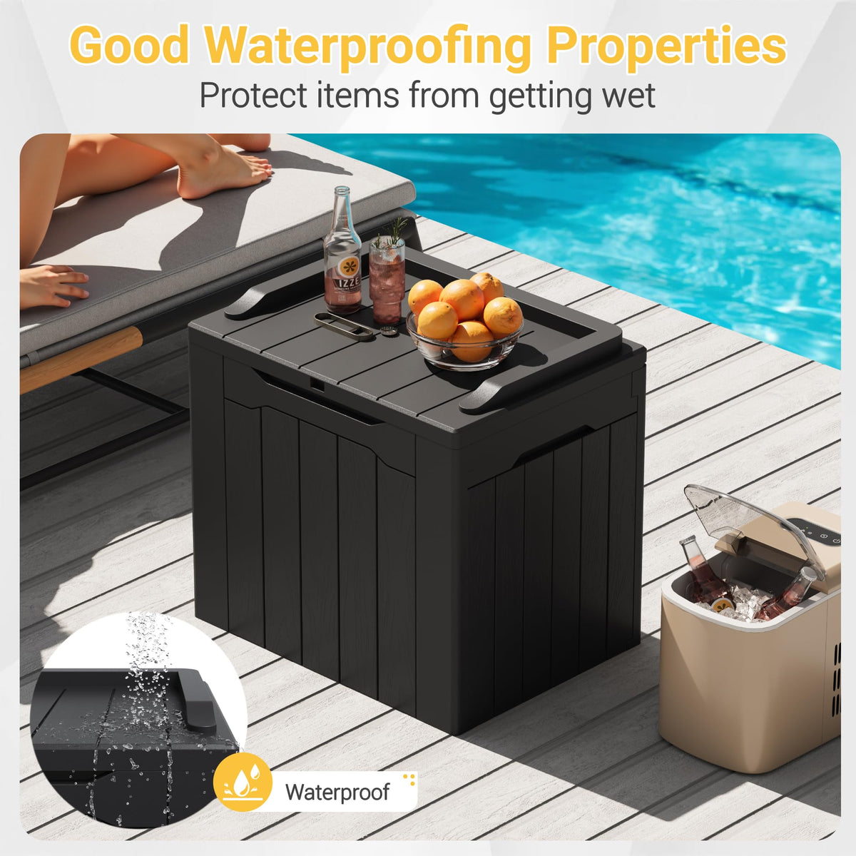 Greesum Outdoor Storage Box 31 Gallon Storage Box with Lid for Patio Furniture, Garden Tools, Pool Supplies, Waterproof and UV Resistant, Lockable