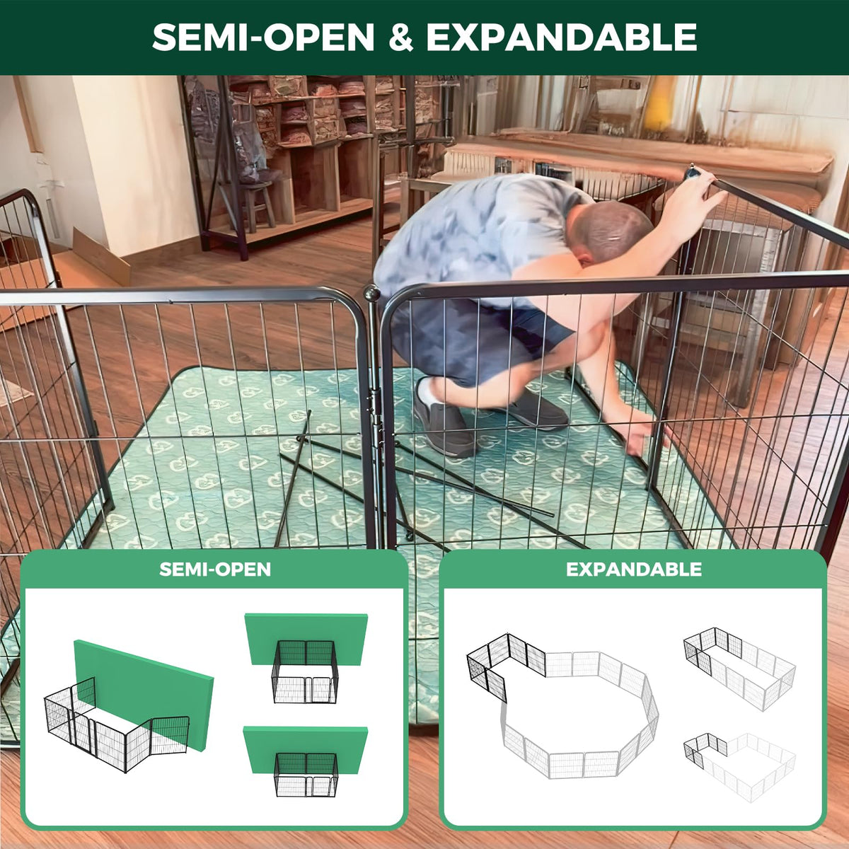 FXW Homeplus Indoor Dog Playpen, 32" H, 8 Panels, for Small & Medium Dogs