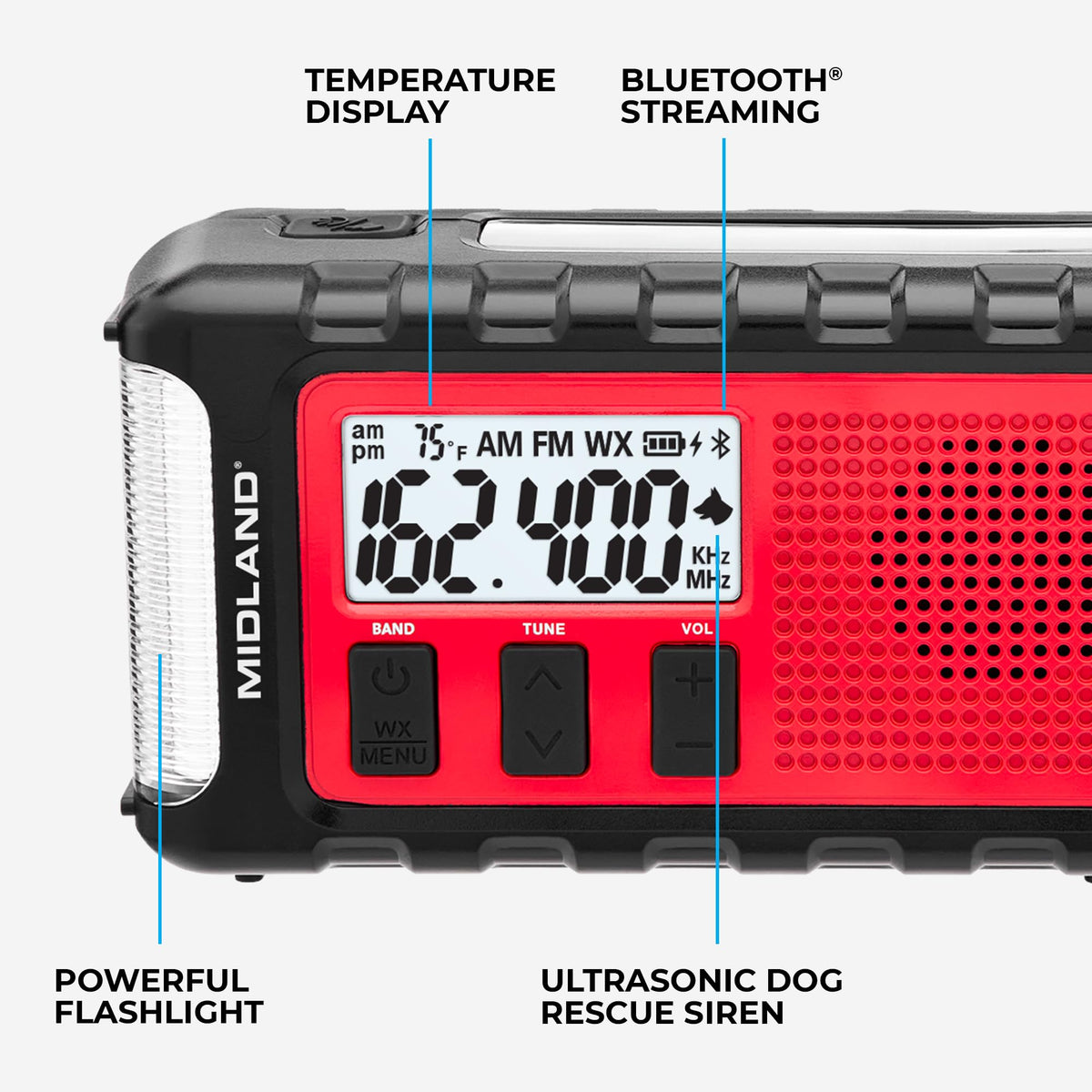 Midland - ER310PRO, Portable Emergency Bluetooth Weather AM/FM Radio