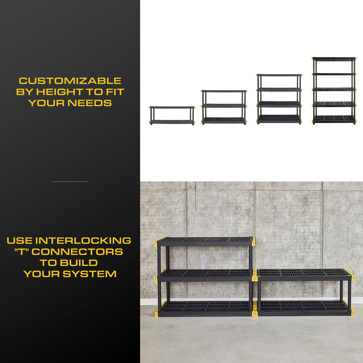CX 5-Tier Heavy Duty Plastic Storage Shelves for Garage Organization