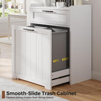Pull Out Trash Can Cabinet, 2x13 Gallons Garbage Recycling Bin with Drawer