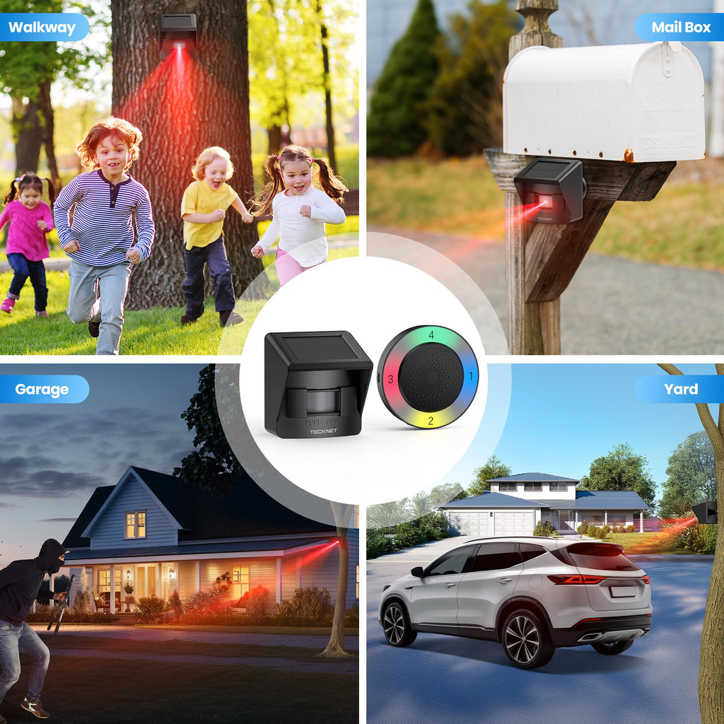 TECKNET Non-APP Solar RGB Wireless Driveway Alarm