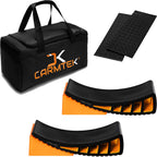 CARMTEK Camper Leveler Premium Kit - Curved RV Levelers with Camper Wheel Chocks, Rubber Mats and Carry Bag | Faster Camper Leveling Than RV Leveling