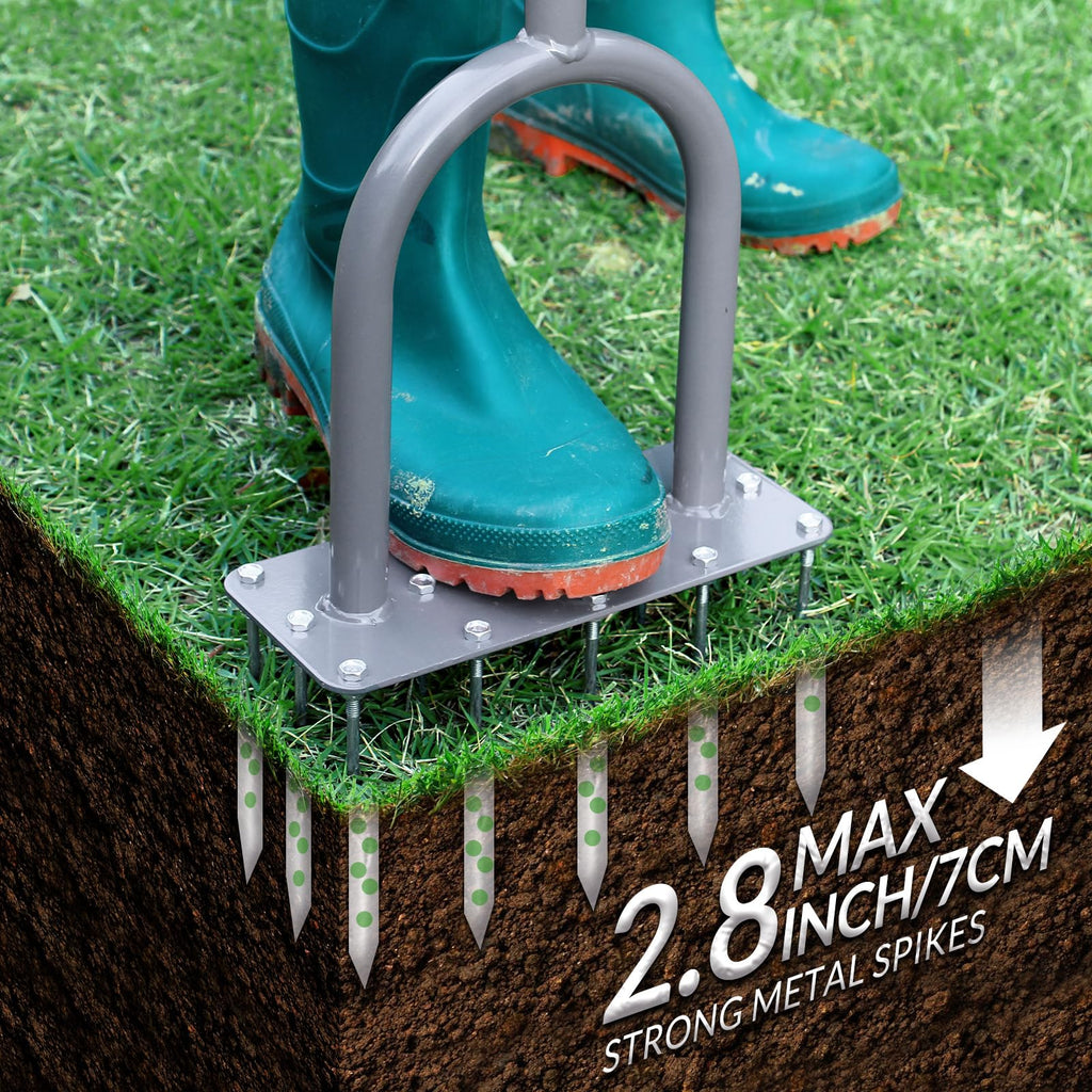 Walensee Aerator Lawn Tool, 15-Spike Manual Lawn Aerator Tool for Yard