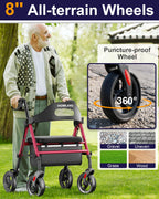 HOMLAND Foldable Rollator Walker for Seniors with Seat, 16" Extra-Wide Seat