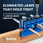 Self Centering Dowel Jig with Elongated Jaws & Extra Wide Clamp up to 6.7" - Precision Woodworking Made Effortless - Lasting Craftsmanship - Aluminum