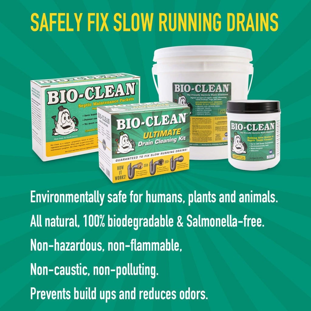Bio-Clean Drain Septic 2# Can Cleans Drains- Septic Tanks - Grease Traps All Natural and 100% Guaranteed No Caustic Chemicals! Removes fats Oil and