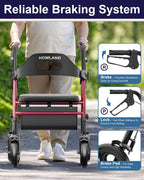 HOMLAND Foldable Rollator Walker for Seniors with Seat, 16" Extra-Wide Seat