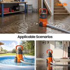 1/3 HP Submersible Utility Pump, 2790 GPH High Flow, Portable Sump Pump with Auto Water Sensor, Ideal for Pool, Flooded Basement, Hot Tub, Pond and