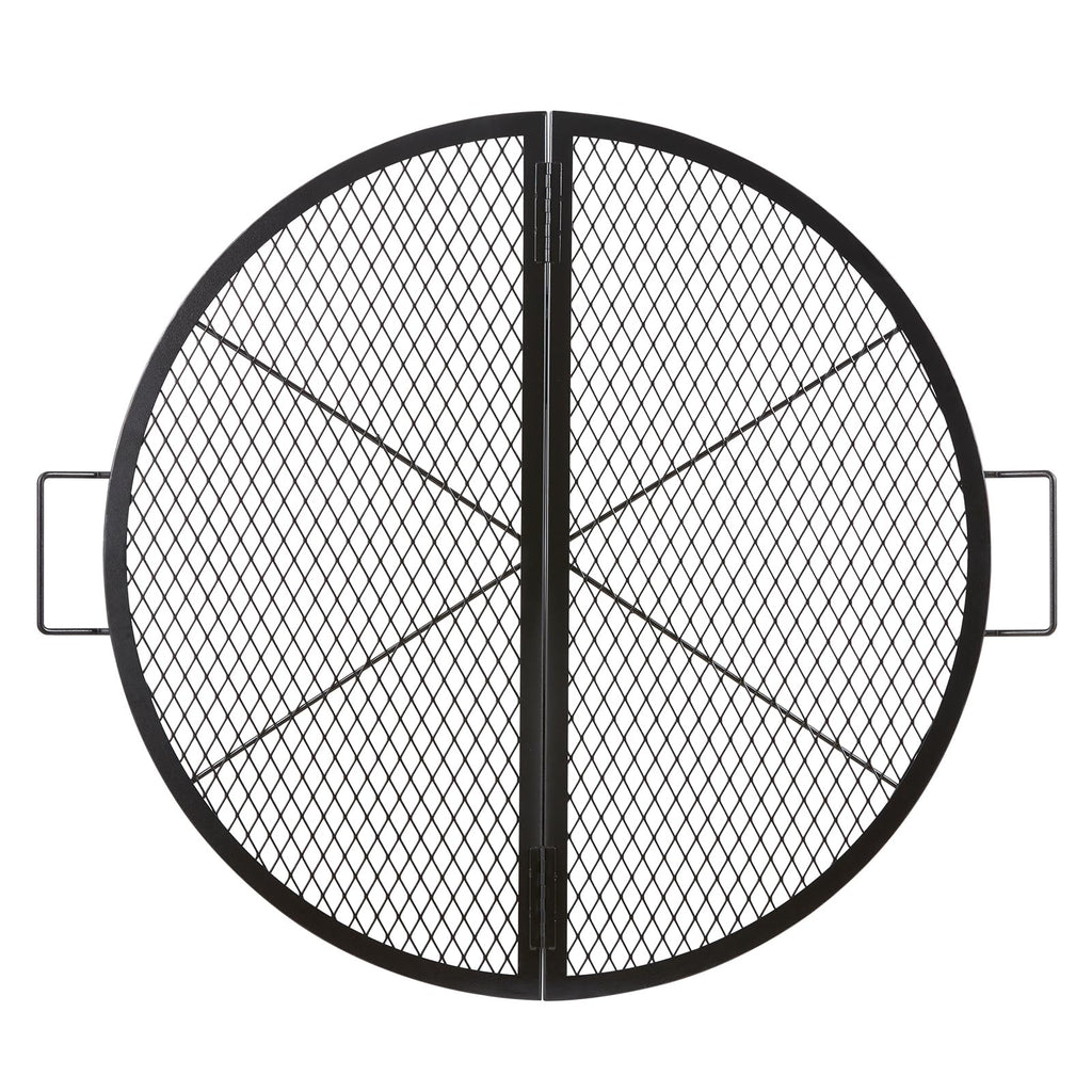 VEVOR X-Marks Fire Pit Grill Grate, Foldable Round Cooking Grate, Heavy Duty Steel Campfire BBQ Grill Grid with Handle and Support X Wire, Portable