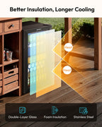 EUHOMY 130 Can Mini Fridge, Beverage Refrigerator with Glass Door, Black