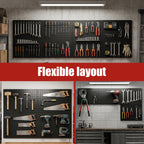 Peg Board, 4 Pack 16x12" Black Pegboard Organizer with 50 Hooks