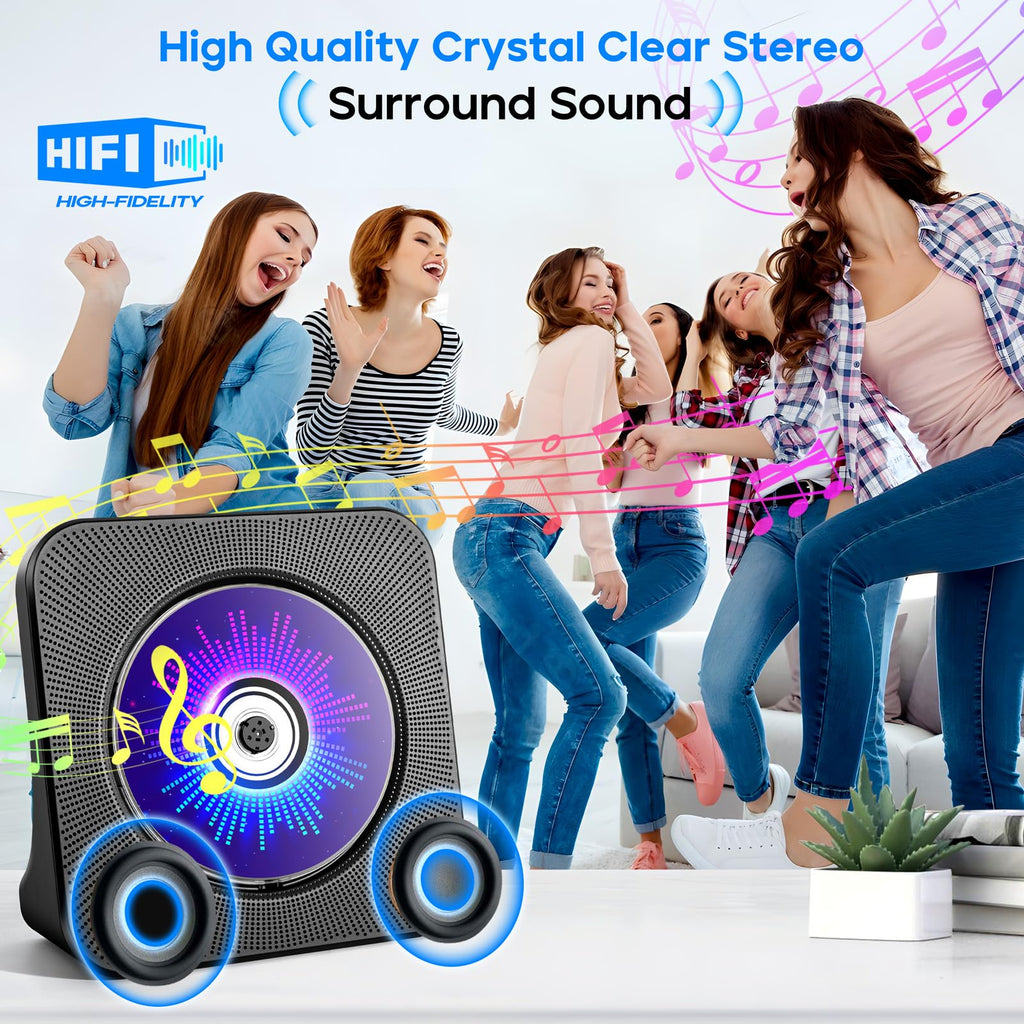 Portable CD Player with Bluetooth, Hi-Fi Speakers & FM Radio