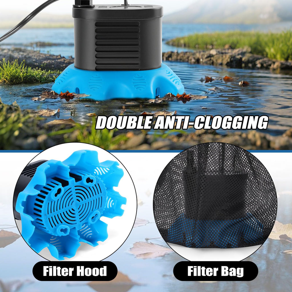 Pool Cover Pump, 850 GPH Pool Water Pump with 23 FT Drain Hose