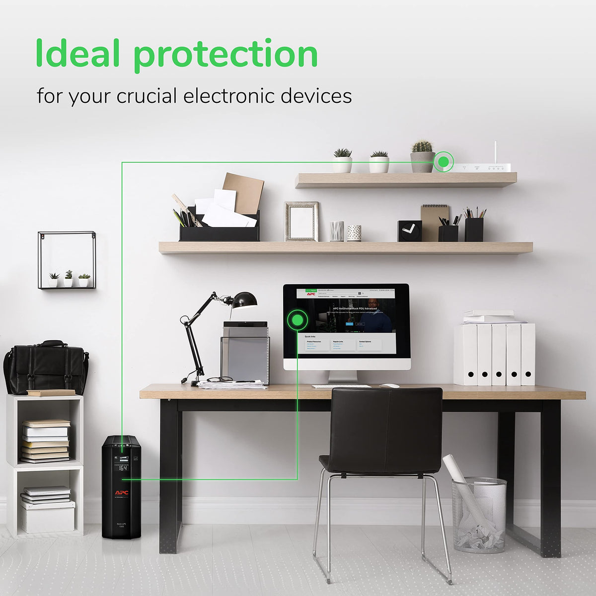 APC BX1500M UPS Battery Backup & Surge Protector for Computers, Electronics
