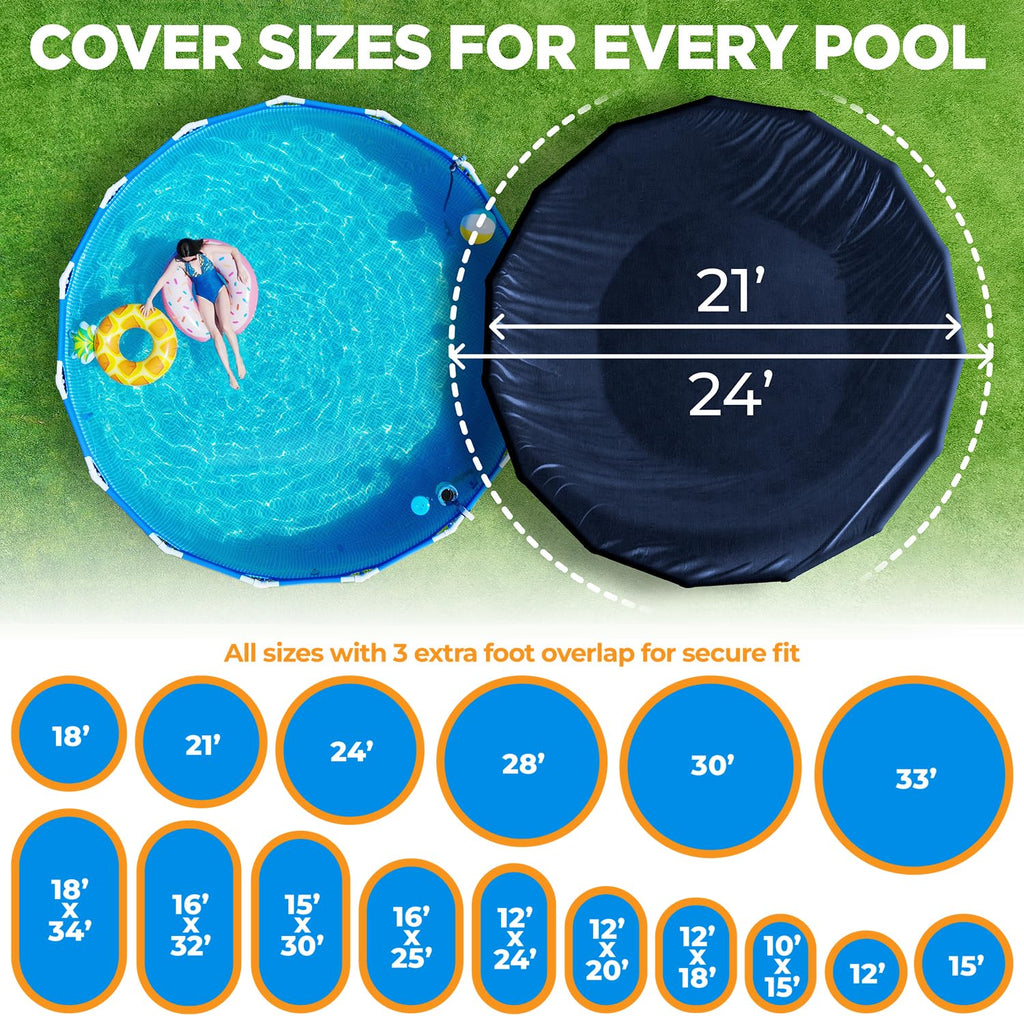 21 ft Round Winter Pool Cover for Above Ground Pools, Navy Blue, Resistant