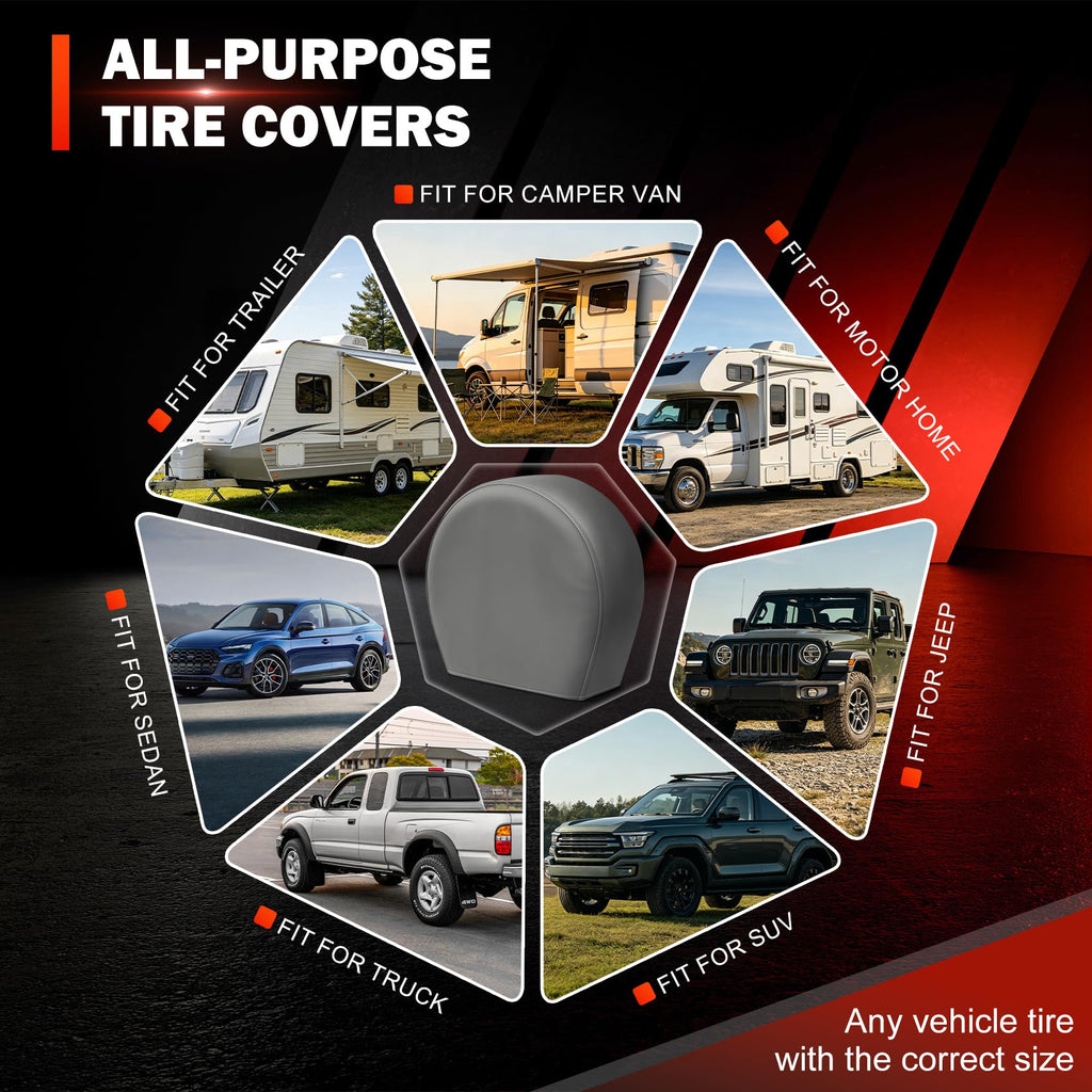 Explore Land Tire Covers 2 Pack Fit Tire Diameters 26-28.75 inch, Charcoal