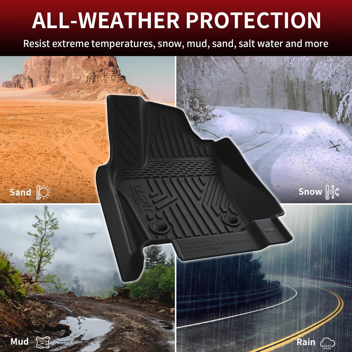 LASFIT Floor Mats for Toyota Tacoma 2024 2025 2026 Double Cab Auto Tran Gas