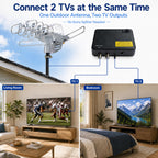 Amplified Outdoor TV Antenna for Local Channels, 360° Remote Rotation