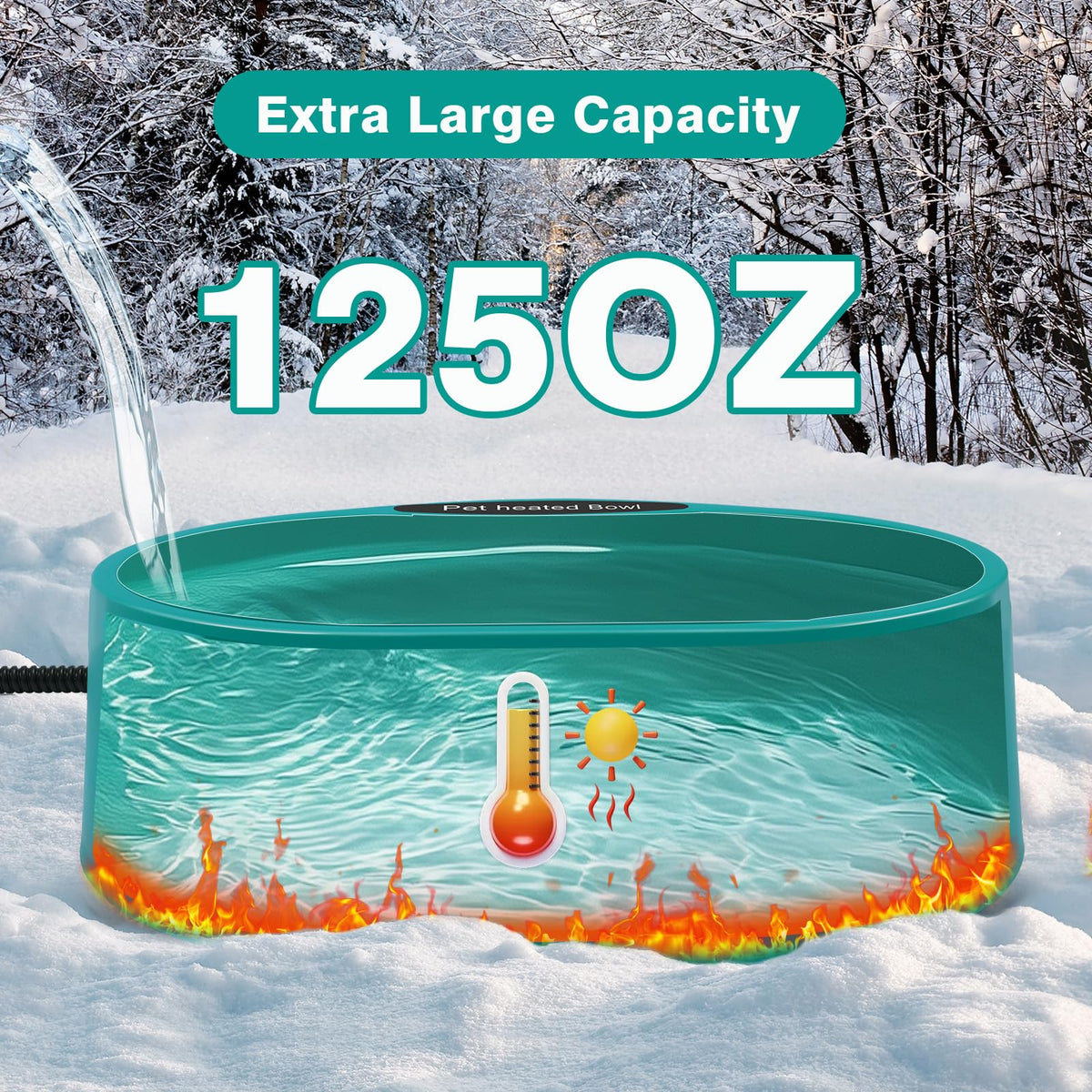Heated Water Bowl For Chicken，125OZ Water Heater For Hens Goose Duck