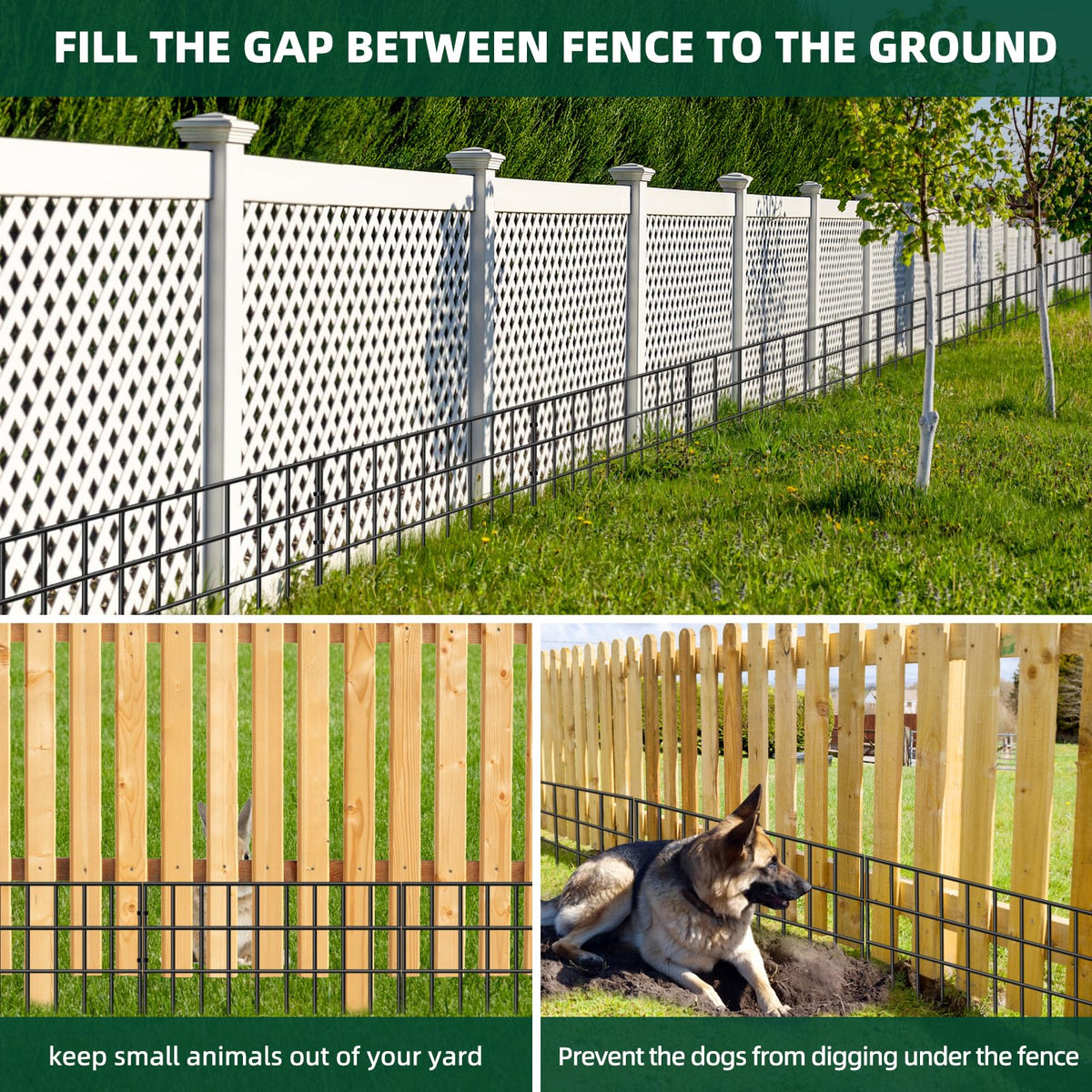 42.5ft(L) x 13in(H) Animal Barrier Fence, 30 Panels No Dig Garden Fence for Dog Rabbit, Rustproof Anti Digging Barrier, Garden Edging Border Ground
