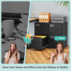 2 Drawer File Cabinet with Lock,Narrow Vertical Filing Cabinet,Under Desk File Cabinets,Black Metal File Cabinets for Home Office,Fit Letter/A4/Legal
