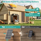 7W Solar Powered Automatic Chicken Coop Door, Aluminum Horizontal Dual-Door