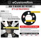 eCustomrim 2-Pack Trailer Tire Rim Assembly ST205/75D15 5 Lug Black Mod