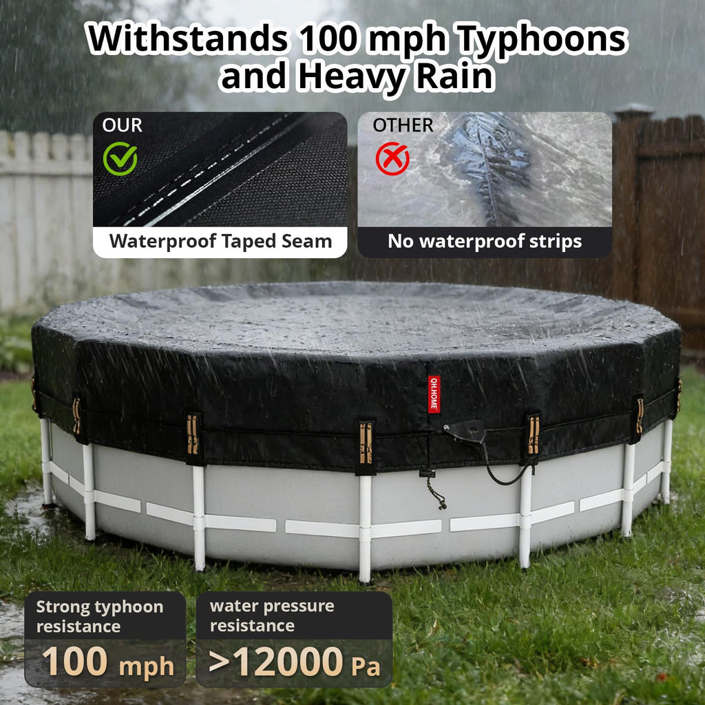 18ft Winter Pool Cover,Windproof Patented Ratchet&Heavy Duty Fabric