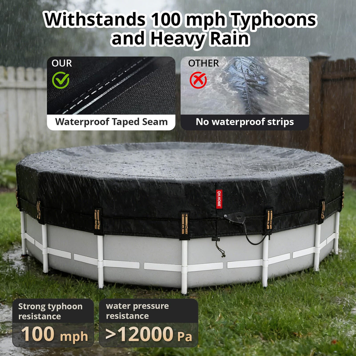 18ft Winter Pool Cover,Windproof Patented Ratchet&Heavy Duty Fabric
