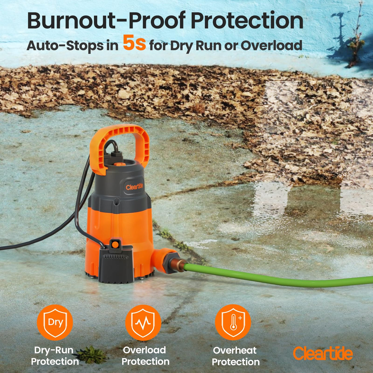 1/3 HP Submersible Utility Pump, 2790 GPH High Flow, Portable Sump Pump with Auto Water Sensor, Ideal for Pool, Flooded Basement, Hot Tub, Pond and