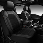 CAR PASS Leather and 3D Air Mesh Universal Fit Car Seat Covers, for Sedans,Trucks,Suvs,Airbag Compatible,Zipper Design and Reserved Opening Holes for