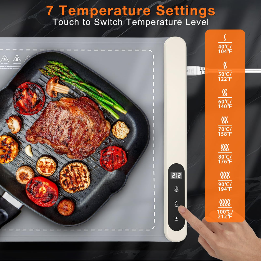 FYY Warming Mat for Food 24"x15", Rapid and Full Surface Heating Gray