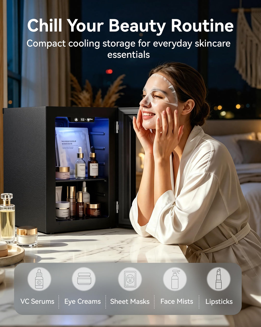 0.6 Cu.ft Beverage Cooler, Compressor Glass Door Mini Fridge 40-61°F Black