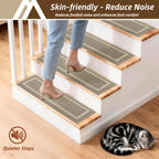 COSY HOMEER Soft Stair Treads 15pcs Non-Slip Carpet Mat 28inX9in,Beige