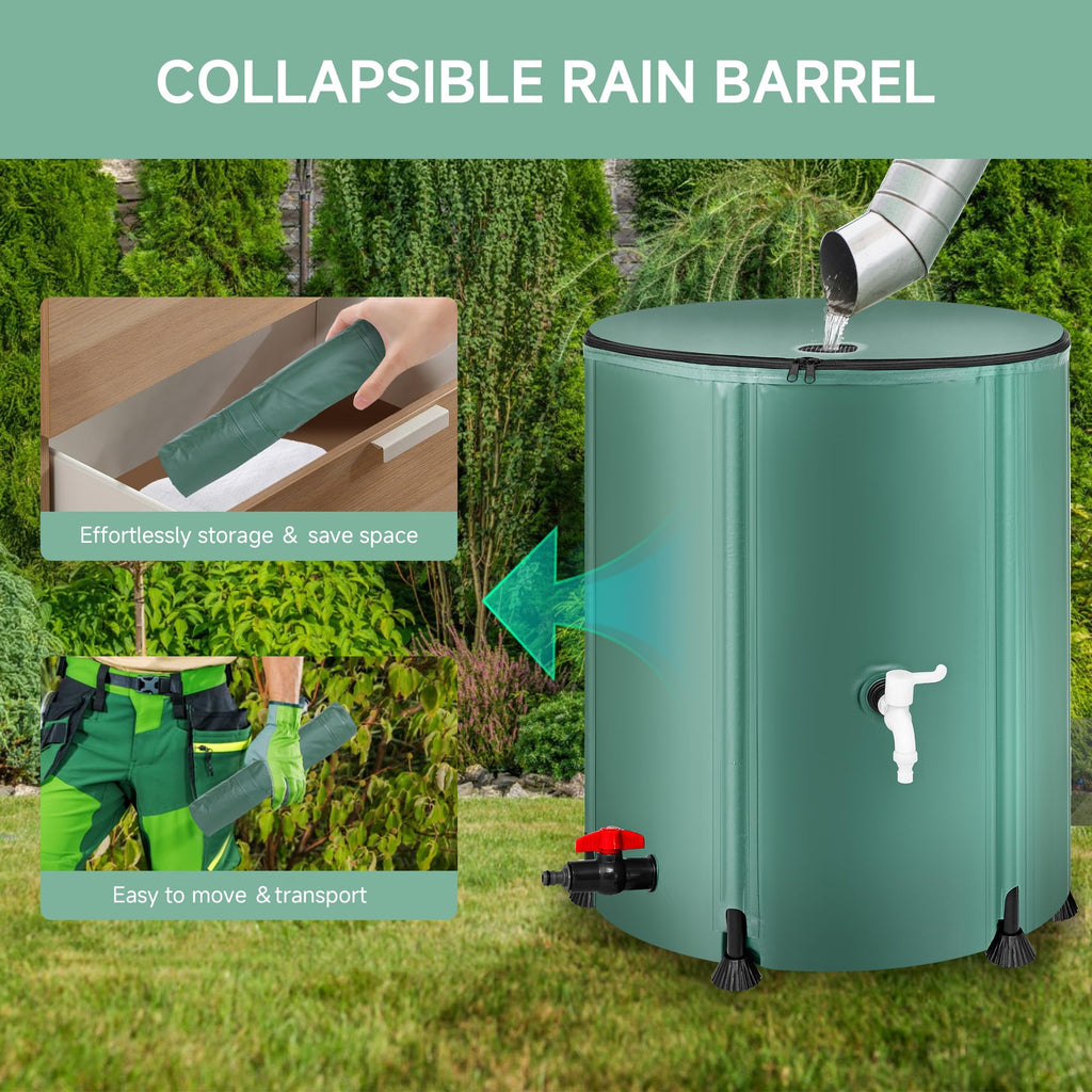 Collapsible Rain Barrel Water Storage Containers 53 Gallon