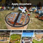 VEVOR X-Marks Fire Pit Grill Grate, Foldable Round Cooking Grate, Heavy Duty Steel Campfire BBQ Grill Grid with Handle and Support X Wire, Portable