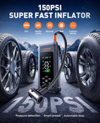 Car Battery Jump Starter with Air Compressor 4500A 150PSI, Car Jumper Starter Portable (9L Gas/8L Diesel), Jump Box Car Battery with Auto-Shutoff