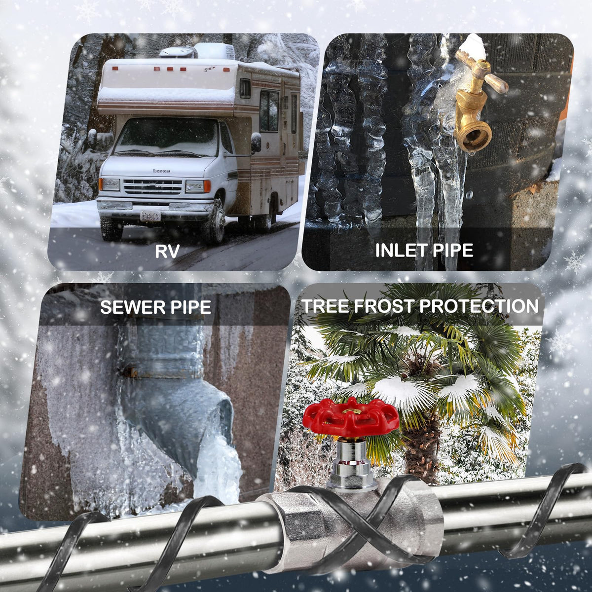 50FT（3FT-200FT） Pipe Heating Cable for Pipe Freeze Protection