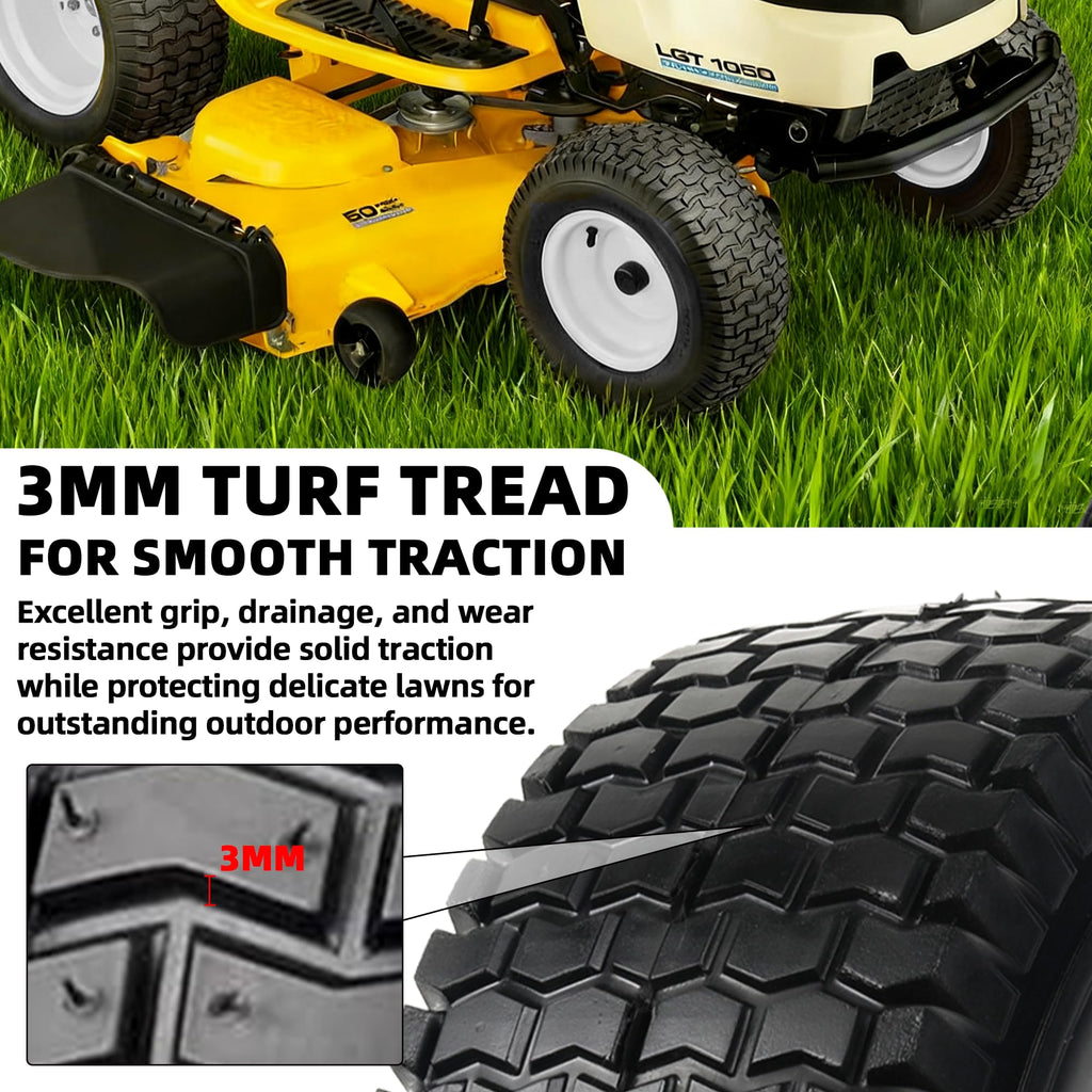 AR-PRO (2 Pack) 13x5.00-6 Flat Free Tire and Wheel Assembly, Solid Lawn Mower Front Tire with 3" Centered Hub, 3/4" Bearing extra 5/8"&1/2"