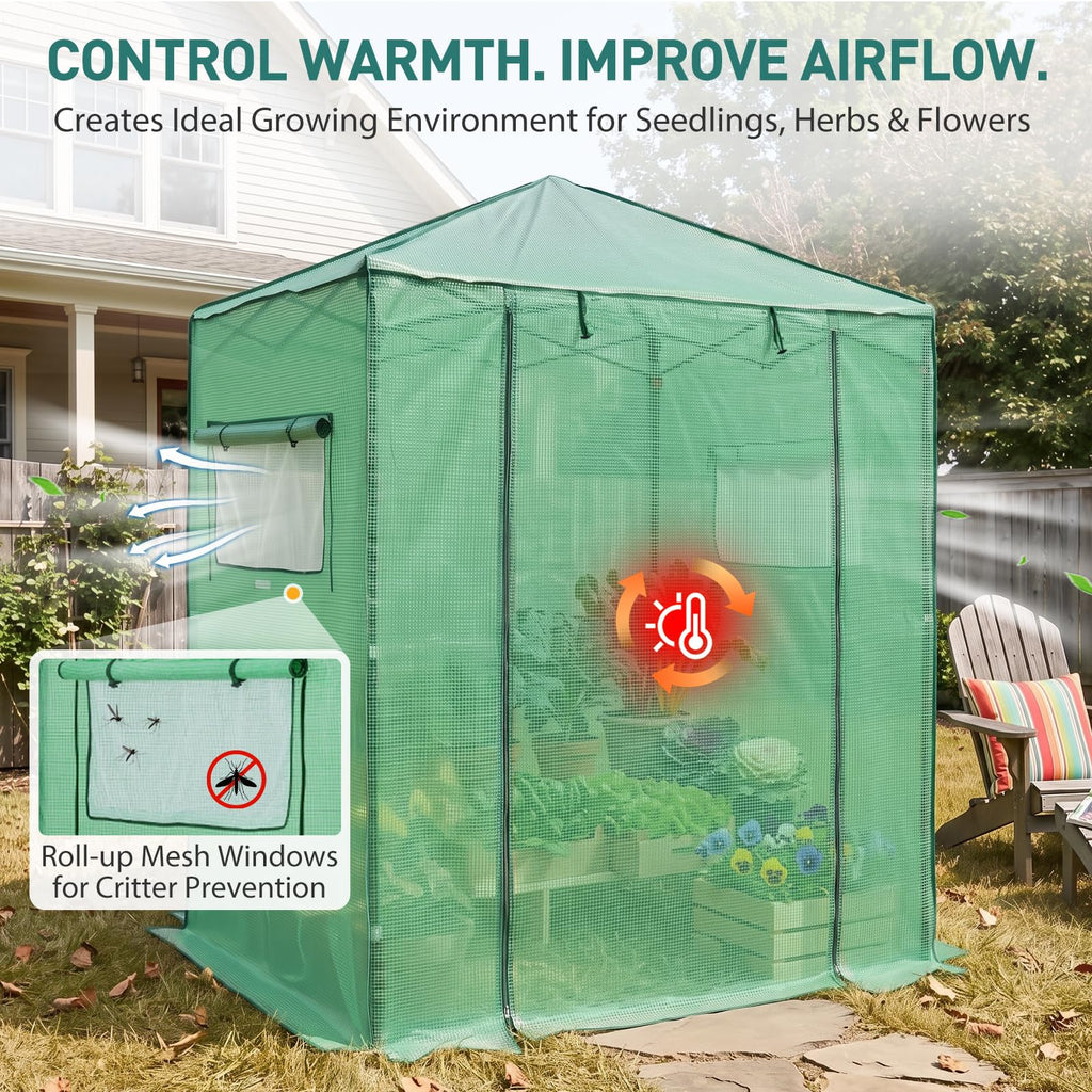 EAGLE PEAK 6x4 Easy Setup Small Pop Up Greenhouse, Clear/Green