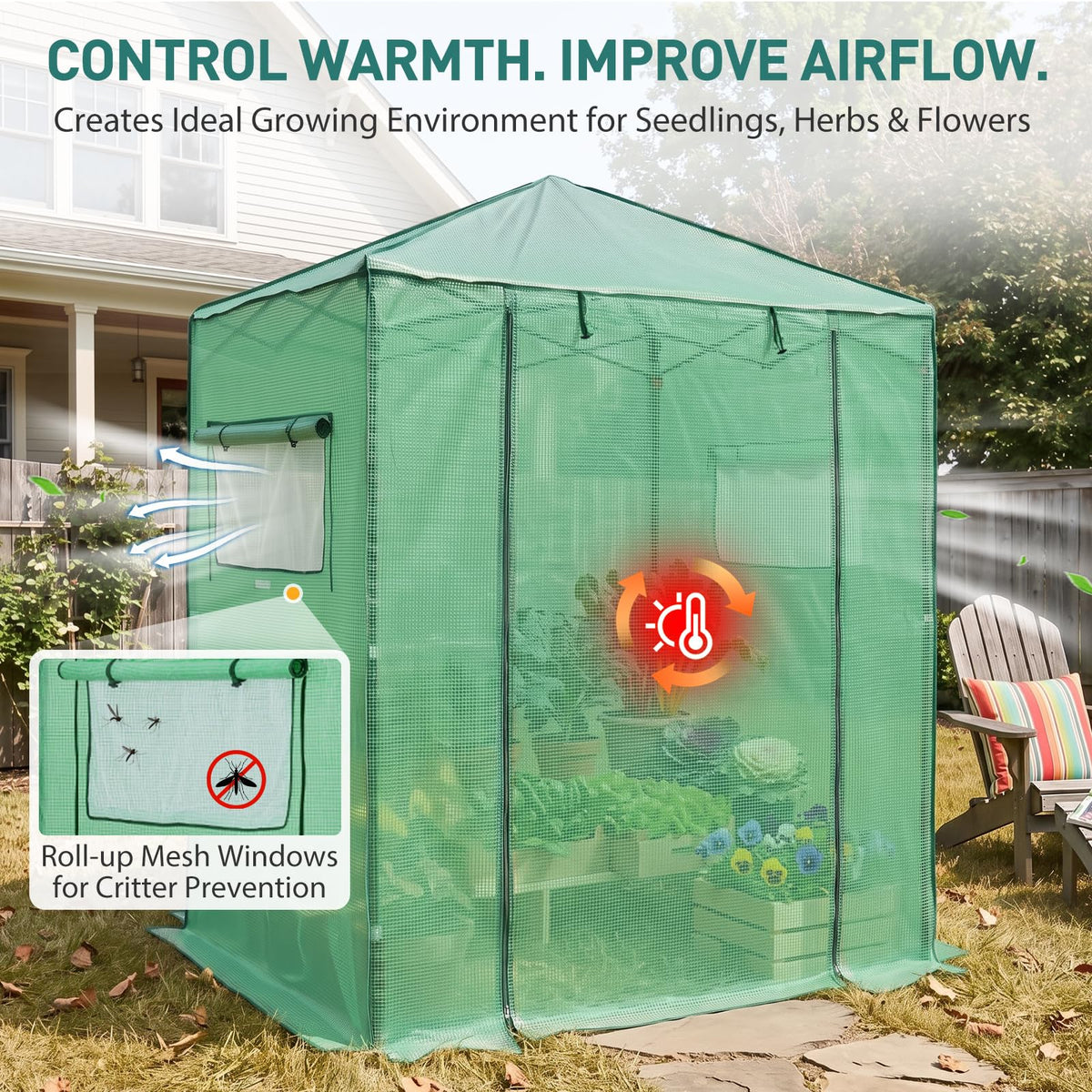 EAGLE PEAK 6x4 Easy Setup Small Pop Up Greenhouse, Clear/Green