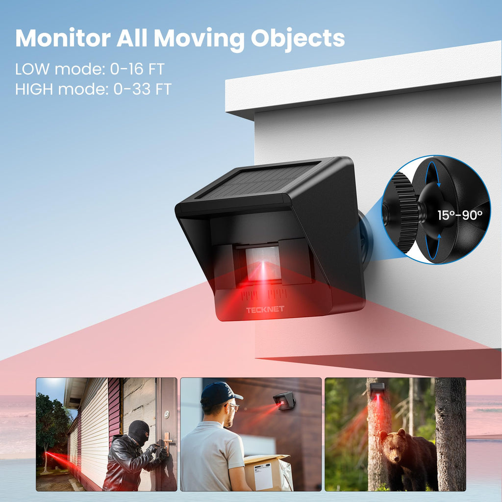 TECKNET Non-APP Solar RGB Wireless Driveway Alarm